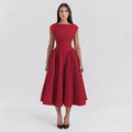 Anna | Damen Midikleid mit strukturierten Kappenärmeln und klassischem Ausschnitt für Hochzeitsgäste