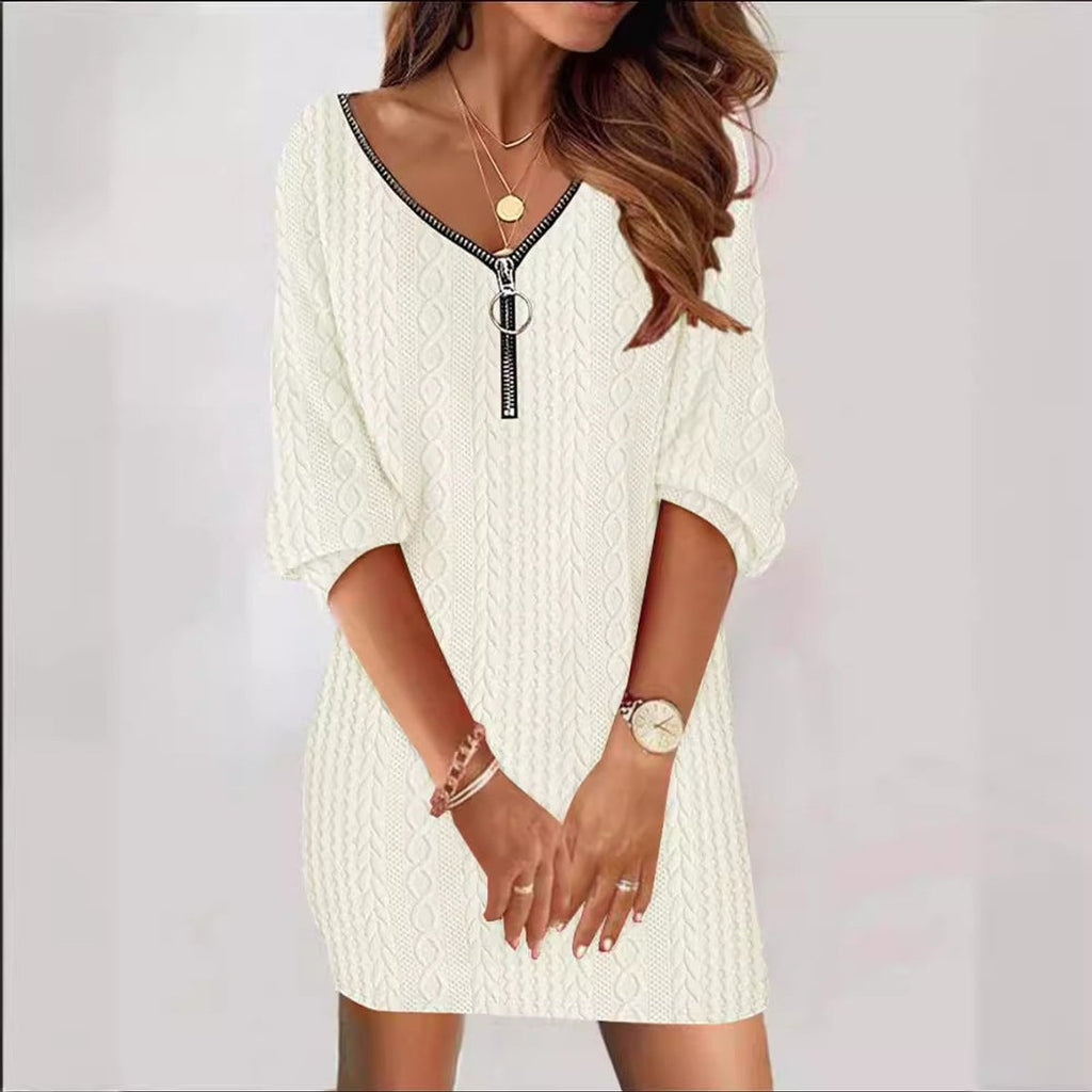 Marlene | Damen Mini Strickkleid im Kabelstrick