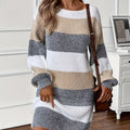 Sophia | Damen Mini Strickkleid mit Langarm gestreift