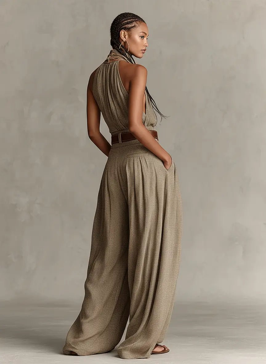 Marie | Damen Neckholder Weites Bein Jumpsuit