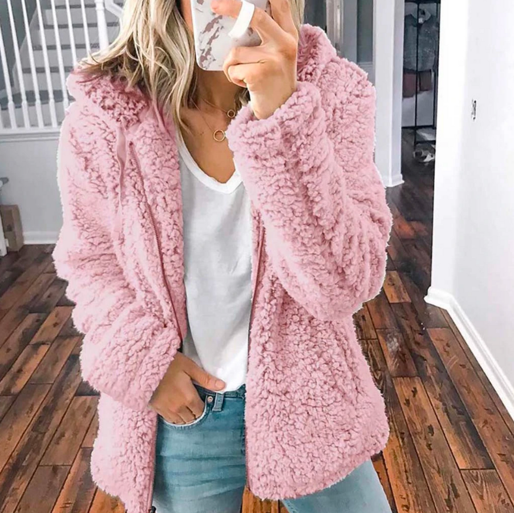 Emilia | Damen Oversized Kuschelige Kapuzenjacke für Herbst
