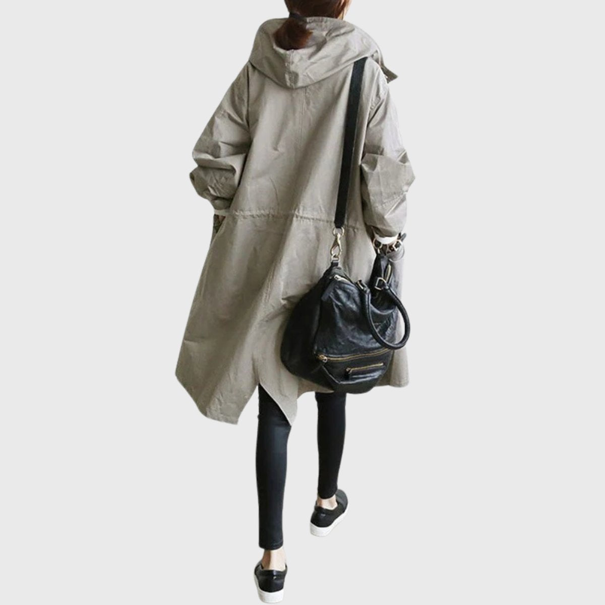Nora | Damen Oversized Midi Trenchcoat mit Kapuze