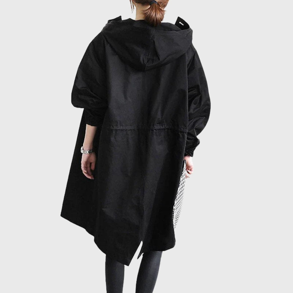 Nora | Damen Oversized Midi Trenchcoat mit Kapuze