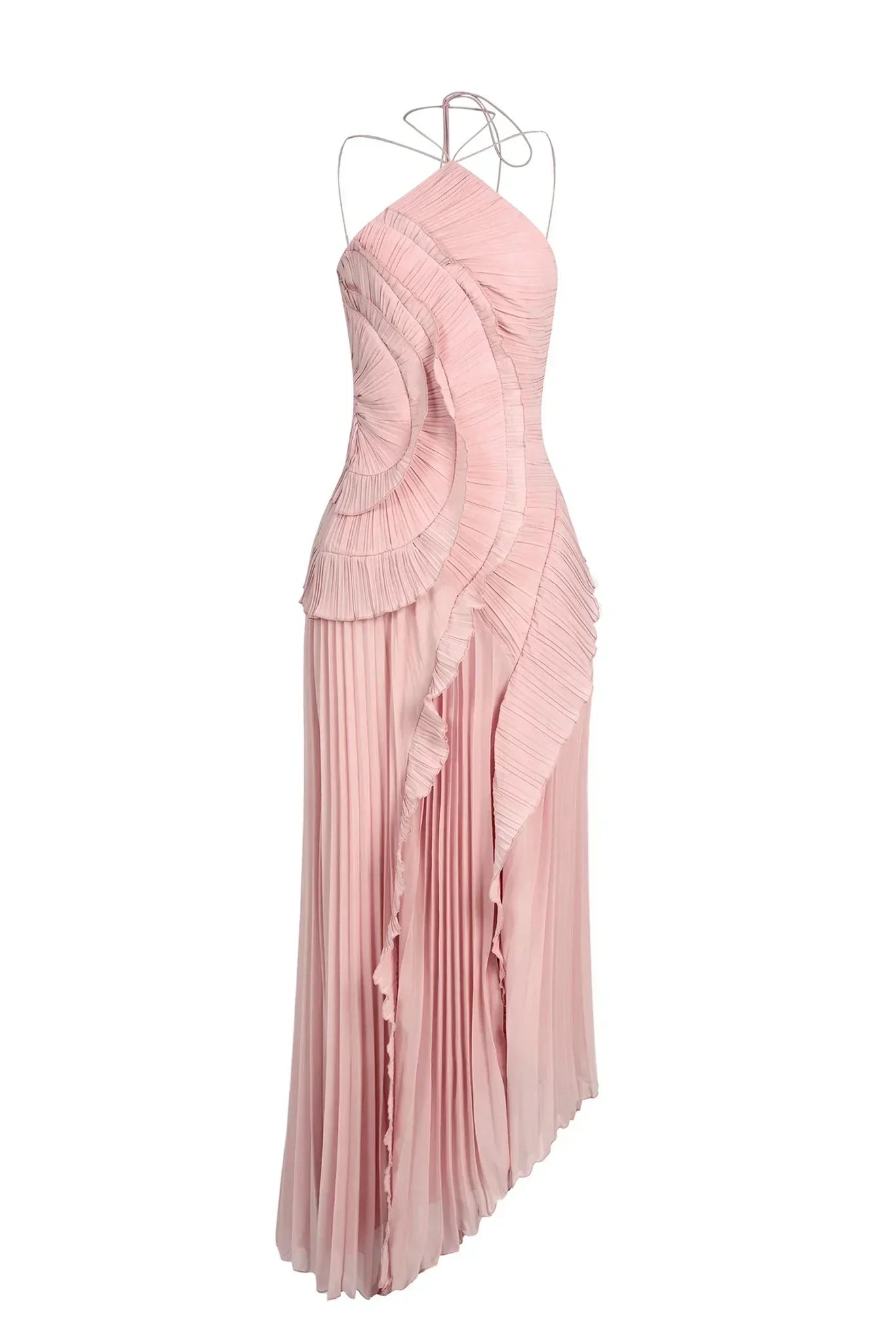 Klara | Damen plissiertes Maxikleid mit zierlichen Rüschen für Hochzeitsgäste im Sommer