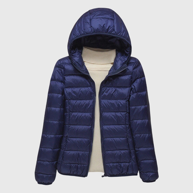 Julia | Damen Pufferjacke mit Wickelbund und hohem Kragen
