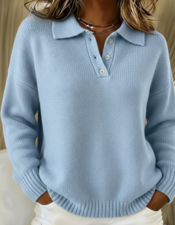 Fiona | Damen Pullover im klassischen Poloknit zum Layern