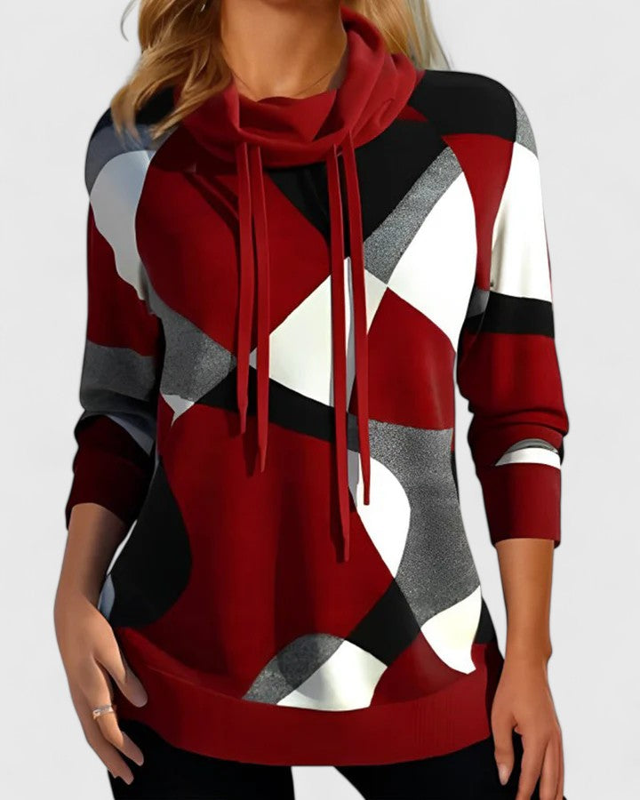 Hannah | Damen Pullover mit Schalkragen im Colour-Block-Stil