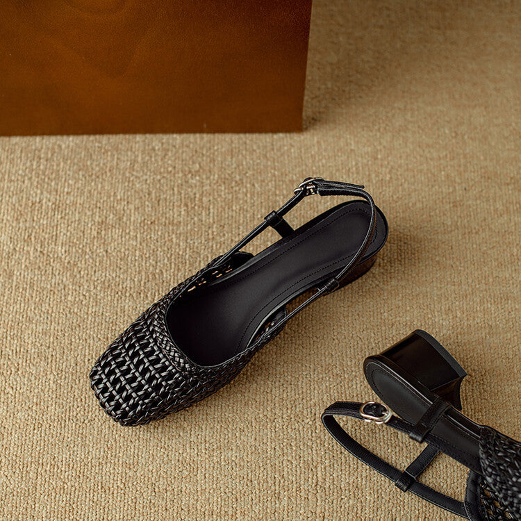 Fiona | Damen Sandalen mit Flechtwerk und Blockabsatz