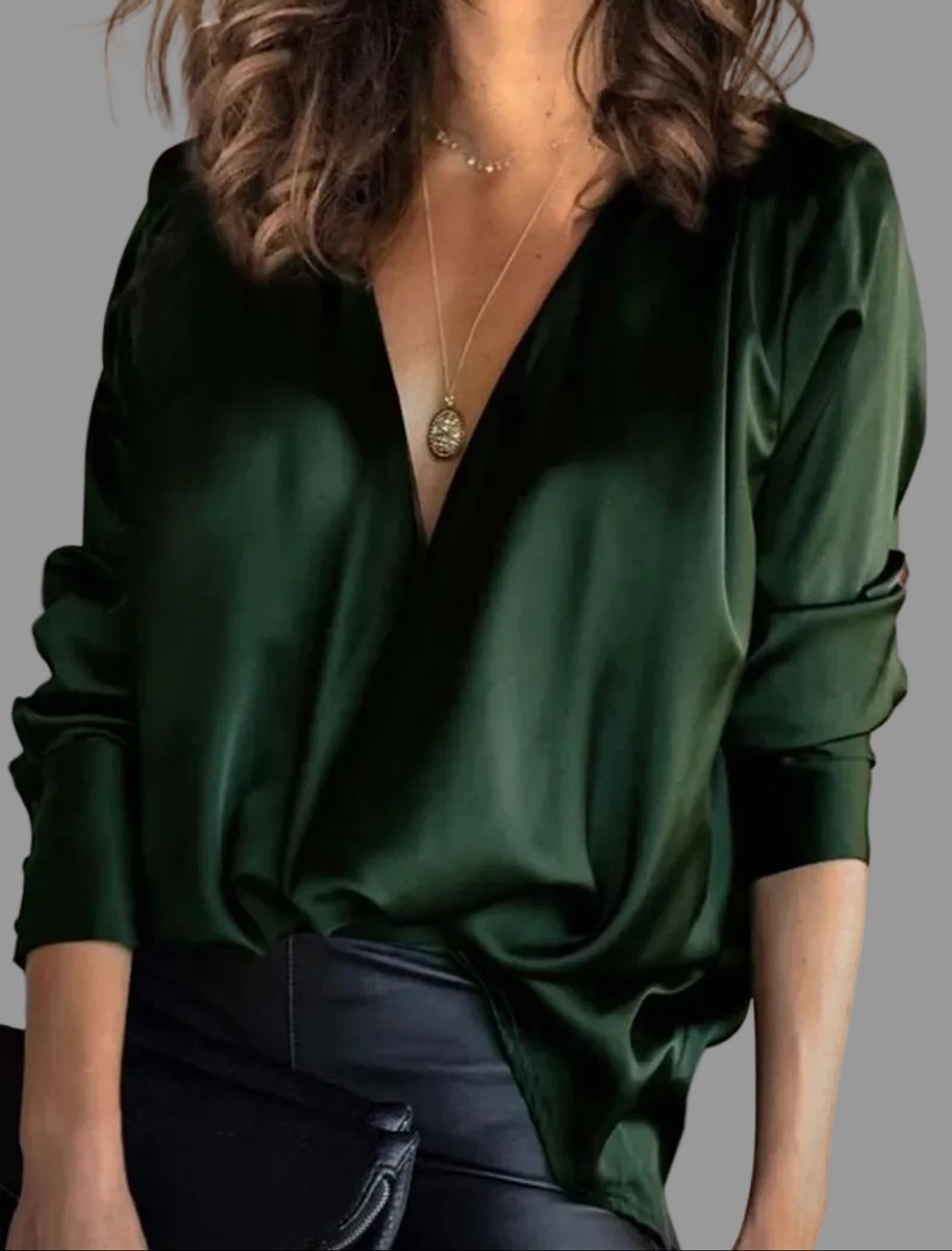 Maja | Damen Satinbluse mit Langarm für elegante Abende