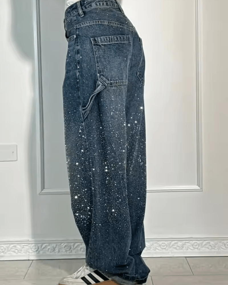 Klara | Damen Schlag-Jeans mit glänzendem Finish