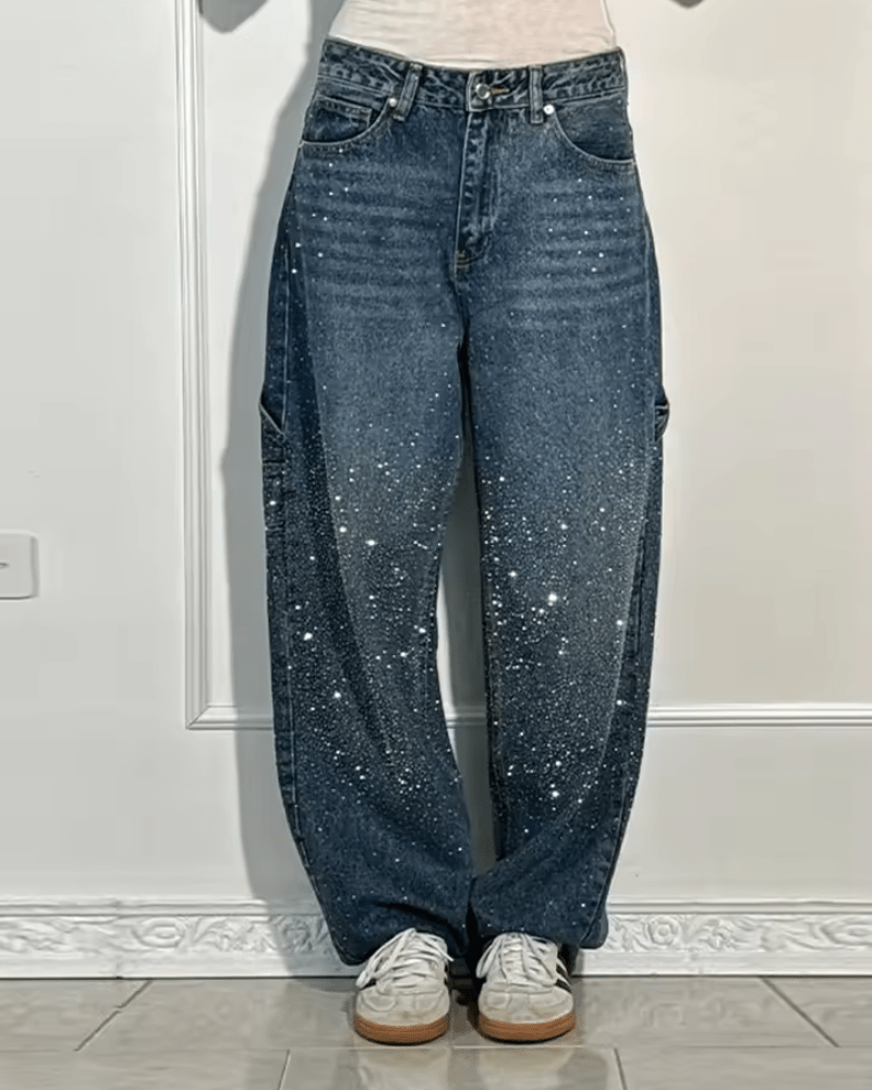 Klara | Damen Schlag-Jeans mit glänzendem Finish