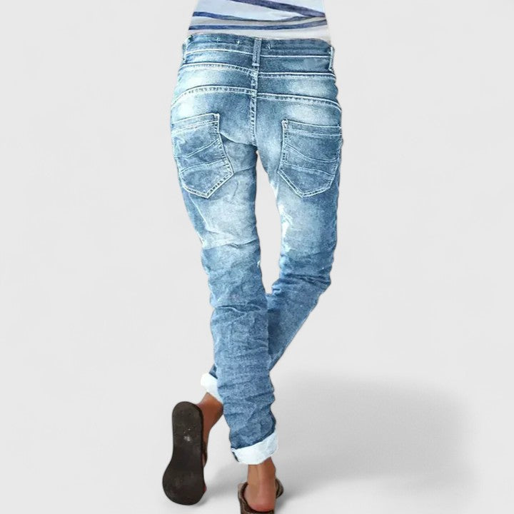 Theresa | Damen Slim-Fit Jeans im Used-Look