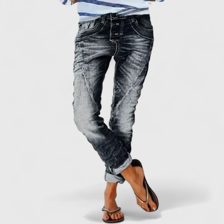 Theresa | Damen Slim-Fit Jeans im Used-Look