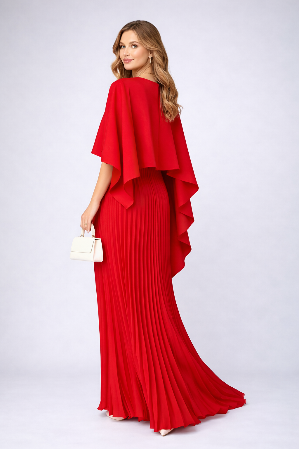 Klara | Damen Sommer Maxikleid mit Hochkragen und zartem Plissee für Hochzeitsgäste