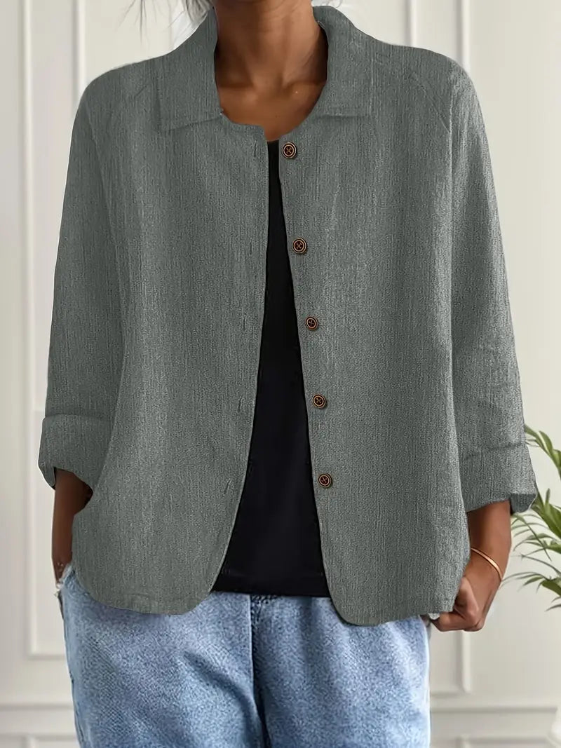 Nora | Damen Strickjacke aus Baumwoll-Leinen im klassischen Stil