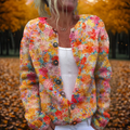 Melina | Damen Strickjacke mit Blumenmuster für Herbst