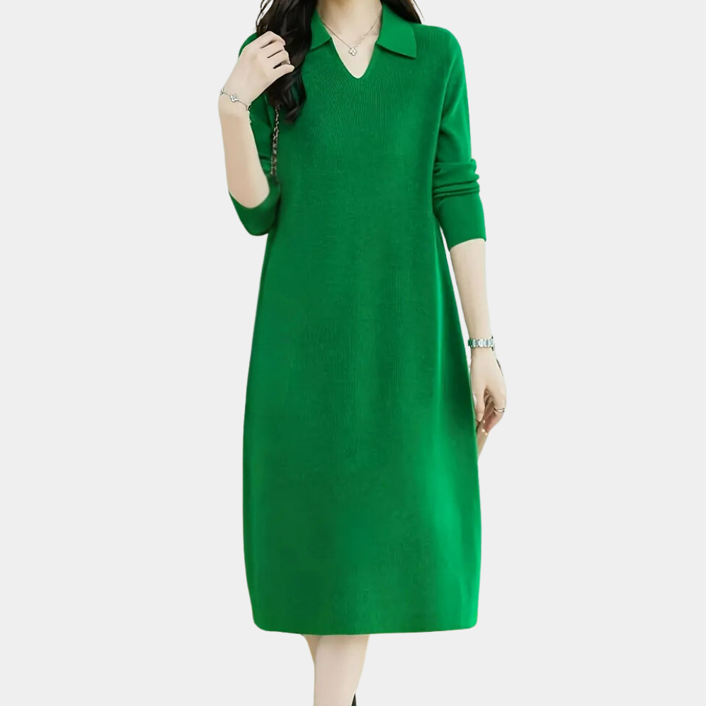 Katharina | Damen Strickkleid Midi mit figurbetonter Passform