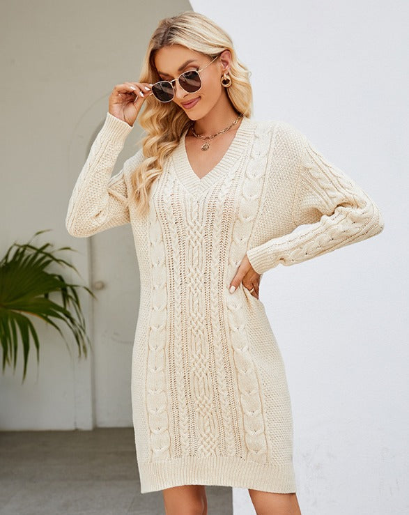 Matilda | Damen Strickkleid Midi mit Spitze