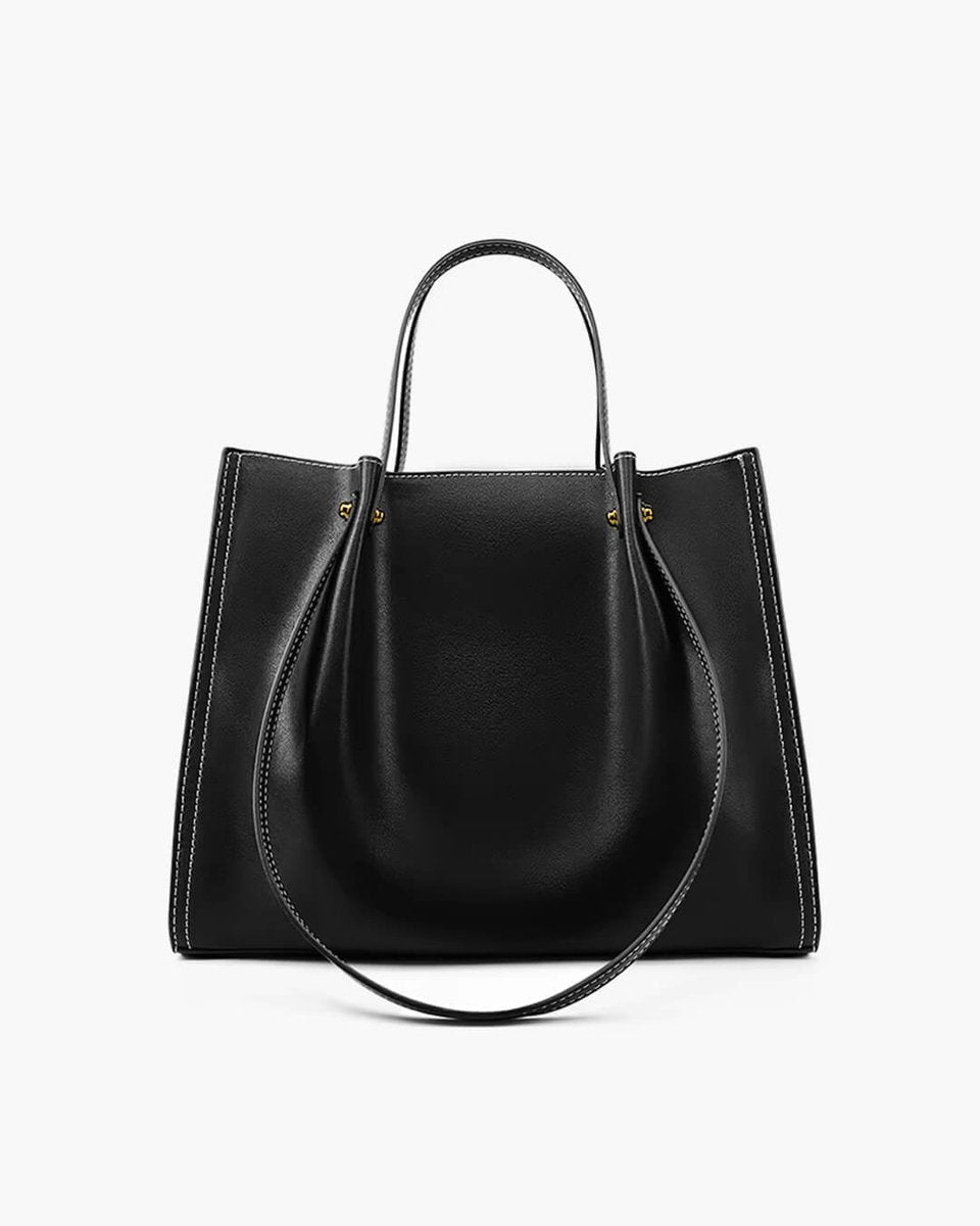 Elena | Damen Strukturierte Vegane-Leder Tasche mit Kontraststich