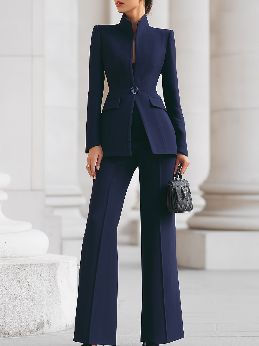 Sophie | Damen Strukturierter Blazer und Weitbein Set