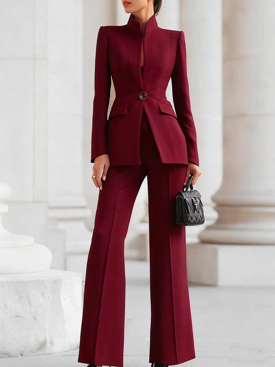 Sophie | Damen Strukturierter Blazer und Weitbein Set