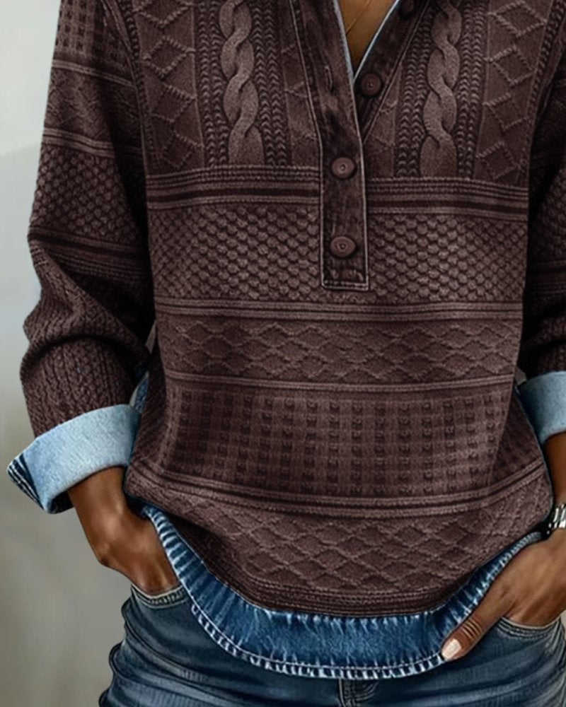 Nele | Damen Strukturierter Strick-Pullover für Alltag und Büro