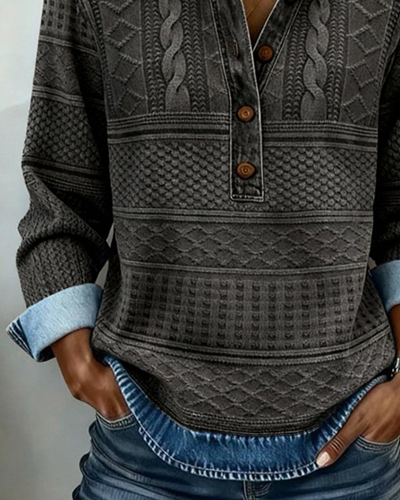 Nele | Damen Strukturierter Strick-Pullover für Alltag und Büro