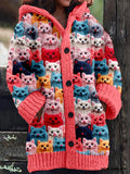 Marie | Damen Übergroße Kuschelige Strickjacke im Katzendesign