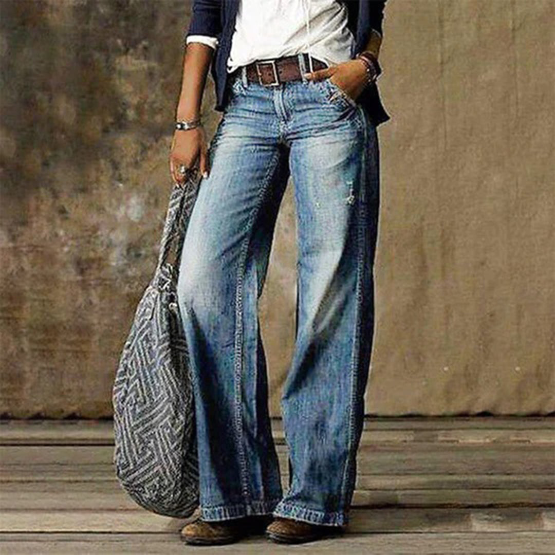 Elisa | Damen Weitbeinige Jeans im Retro-Stil
