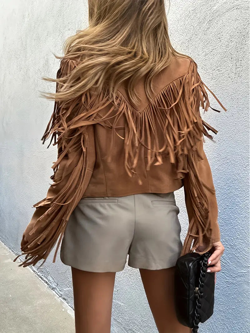Matilda | Damen Wildleder-Fransenjacke im Boho-Stil