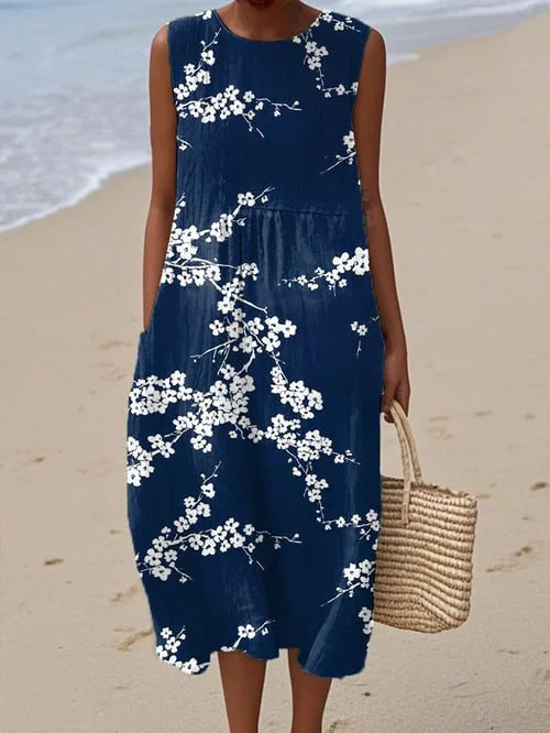 Tess – Stilvolles Midi-Kleid mit floralem Design