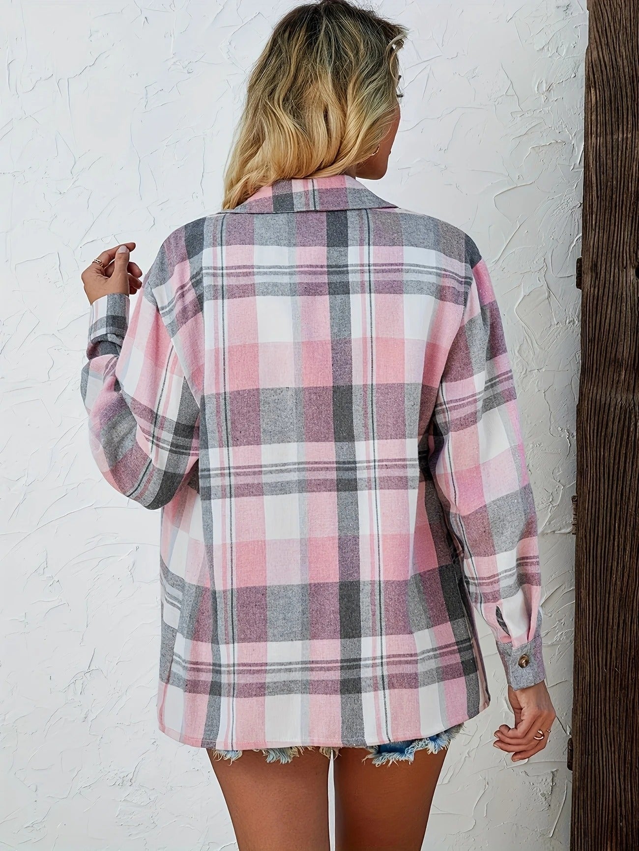 Kessia | Damen Flanellhemd Kariert Oversized Langarm Herbst