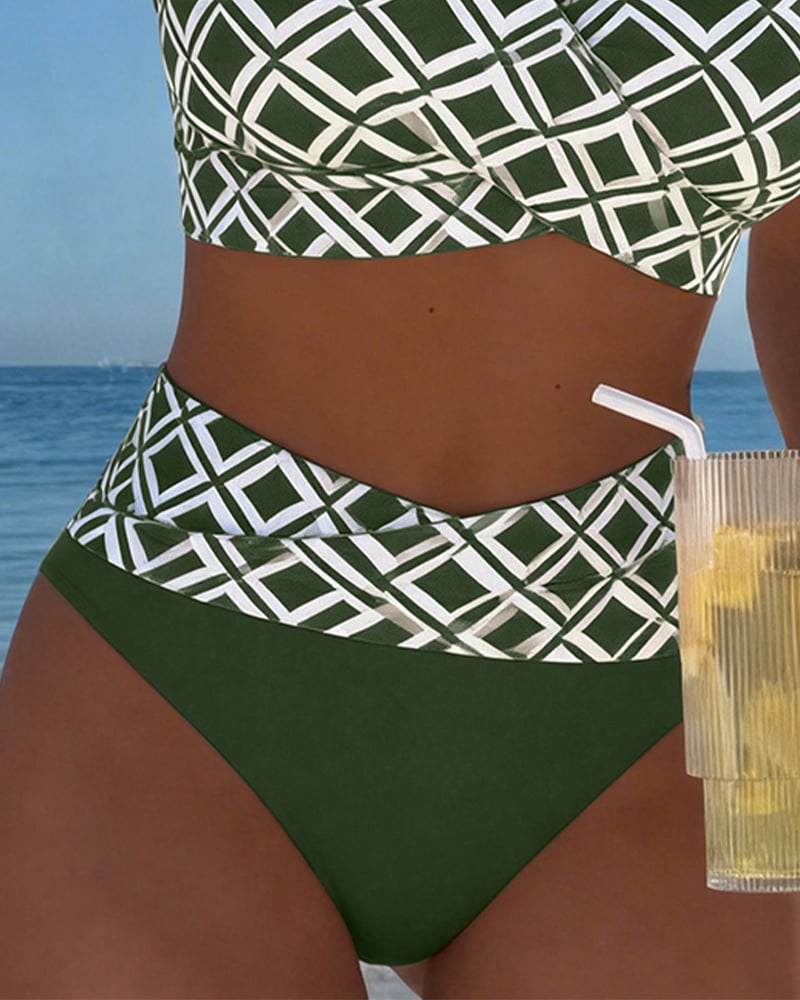 Zweiteiliger Bikini mit BH-Design und Diamantmuster