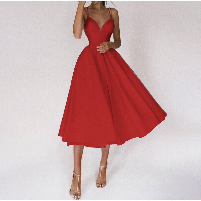 Damen Festliches A-Linie Midi Abendkleid