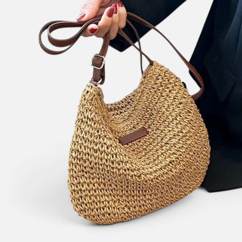 Umhängetasche Geflochten Stroh Optik Schultertasche