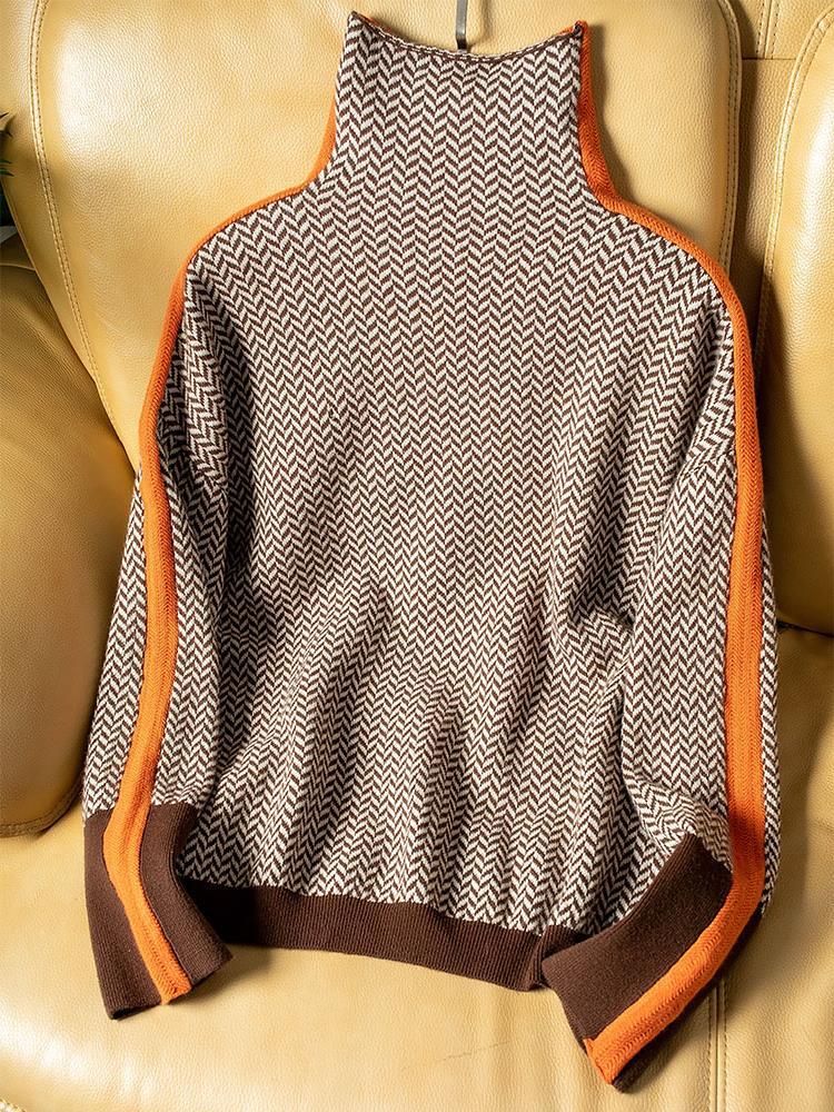 CLEMENCE | ROKKKRAGENPULLOVER MIT KOTRASTIERENDEN STREIFEN