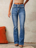 Damen Gerade High-Waist Wide-Leg Jeanshose