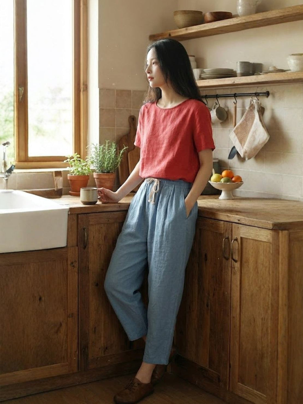 Dorina | Damen Kordelzug Hose Bequeme Passform