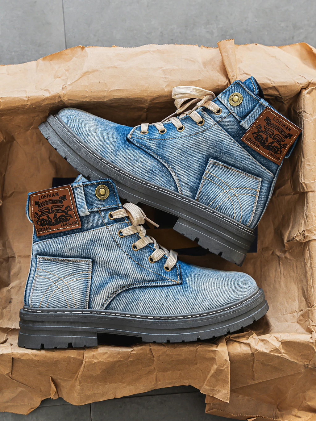 Knox | Herren Denim-Boots Schnürung Profilsohle Urban