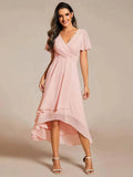 Damen Sommer Asymmetrisch Hochzeitsgast Midikleid