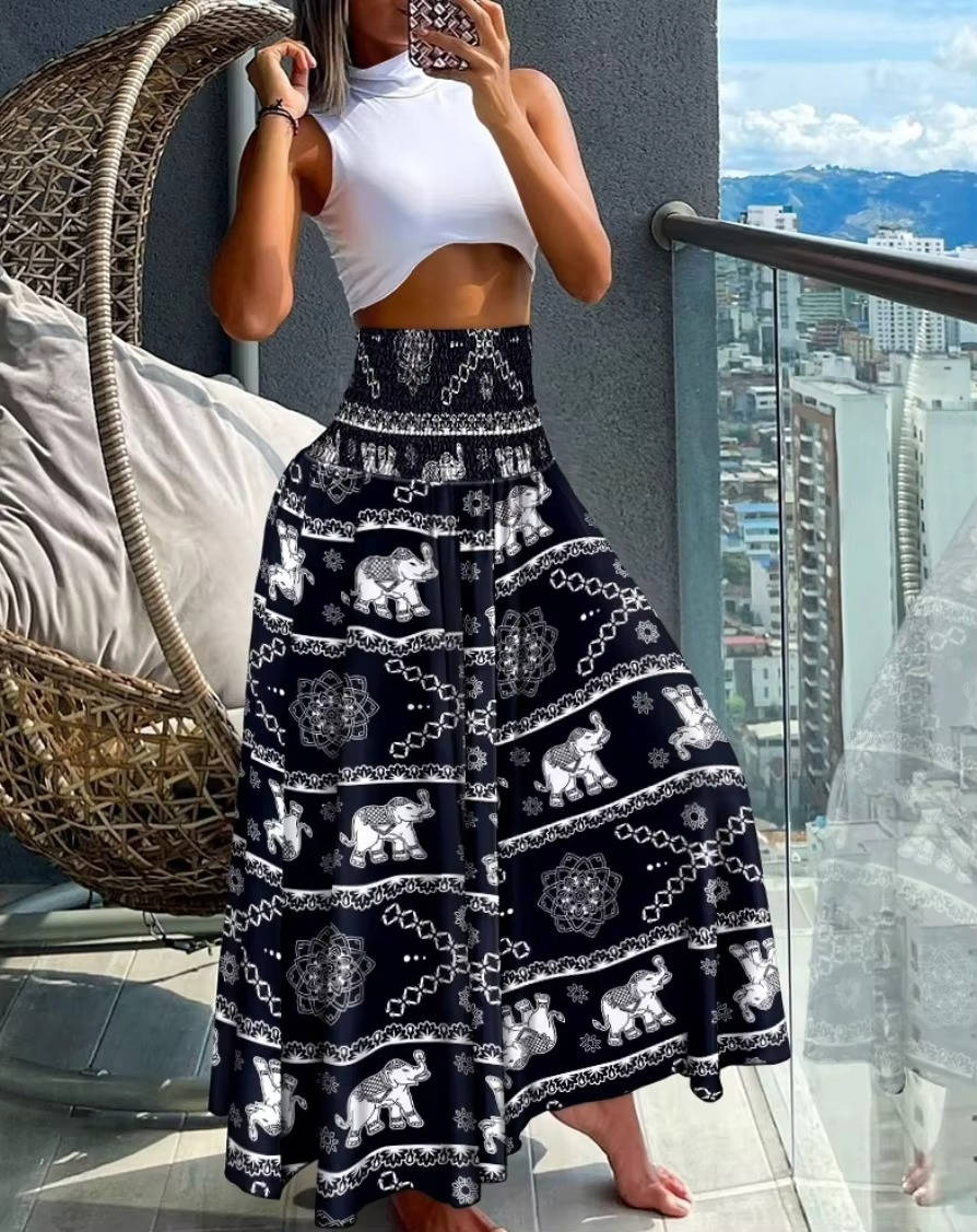 Damen Blumenmuster Weite Sommer Hosen