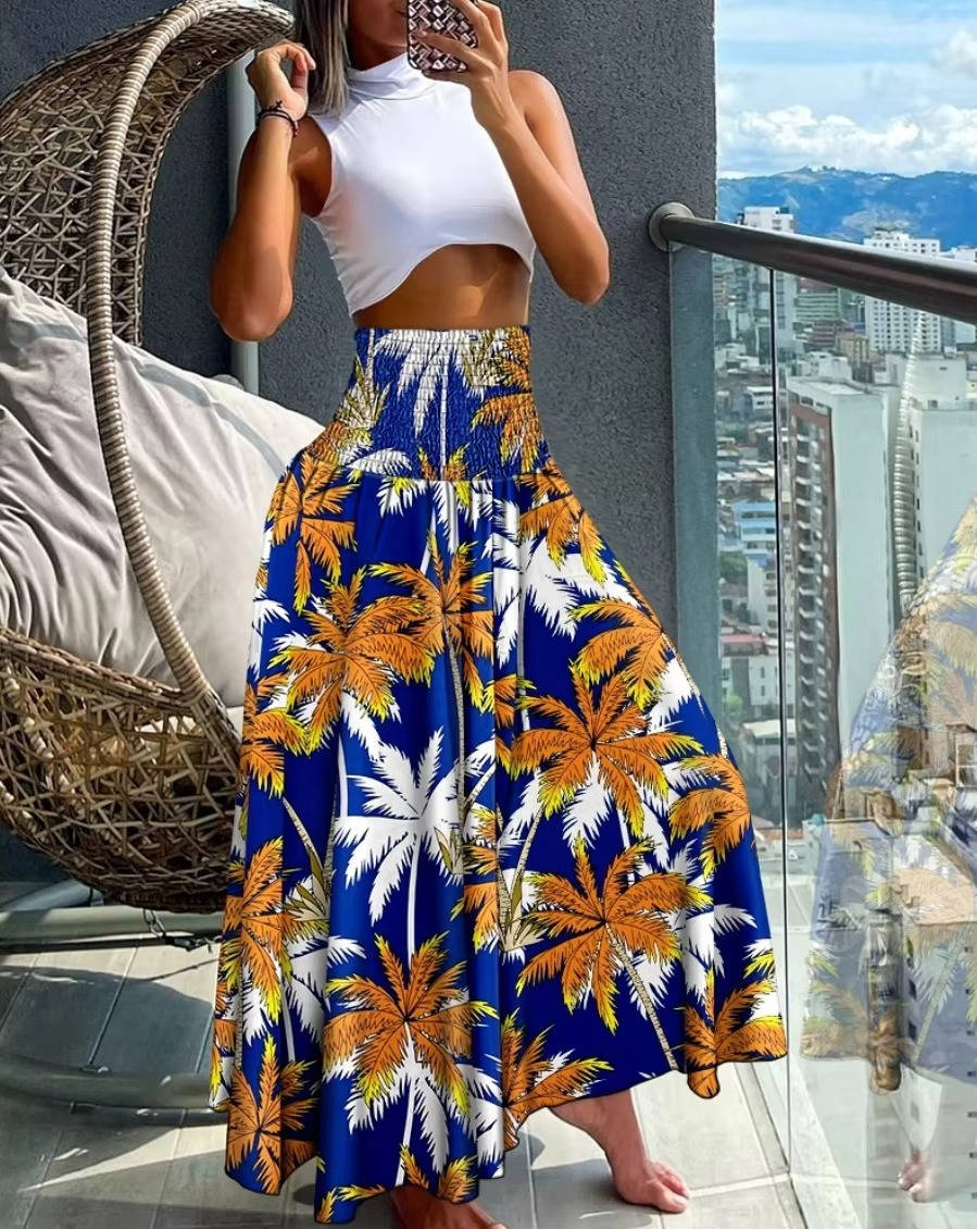 Damen Blumenmuster Weite Sommer Hosen