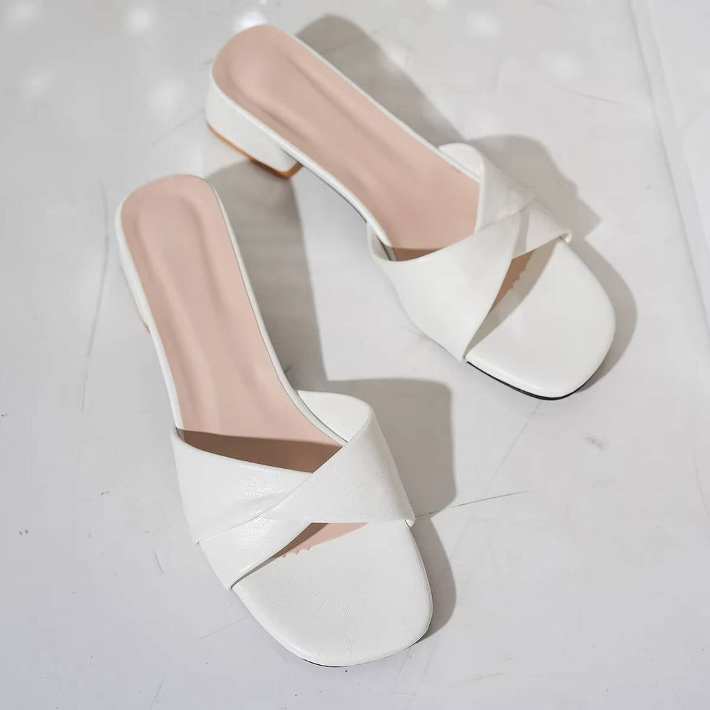 Kuna | Damen Blockabsatz Slides, Twist-Riemen Pantoletten Sommer