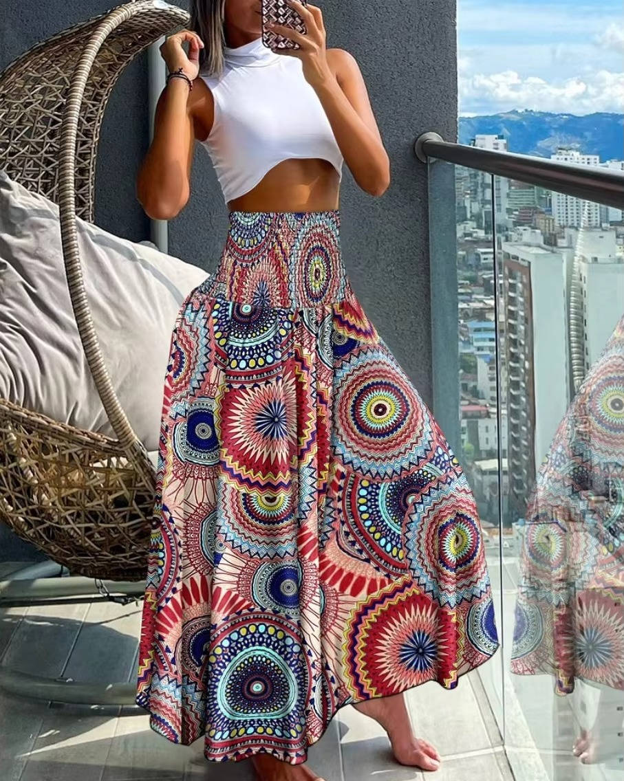 Damen Blumenmuster Weite Sommer Hosen