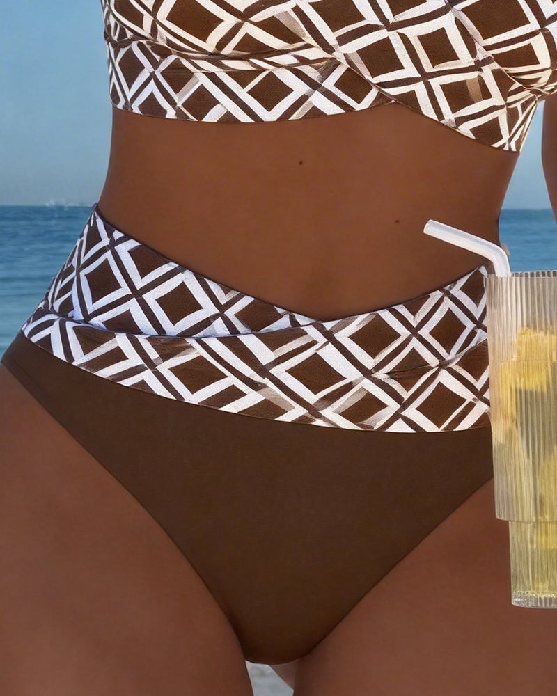 Zweiteiliger Bikini mit BH-Design und Diamantmuster
