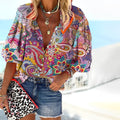 Maya | Damen Bluse Paisley Mandala Print V-Ausschnitt Boho