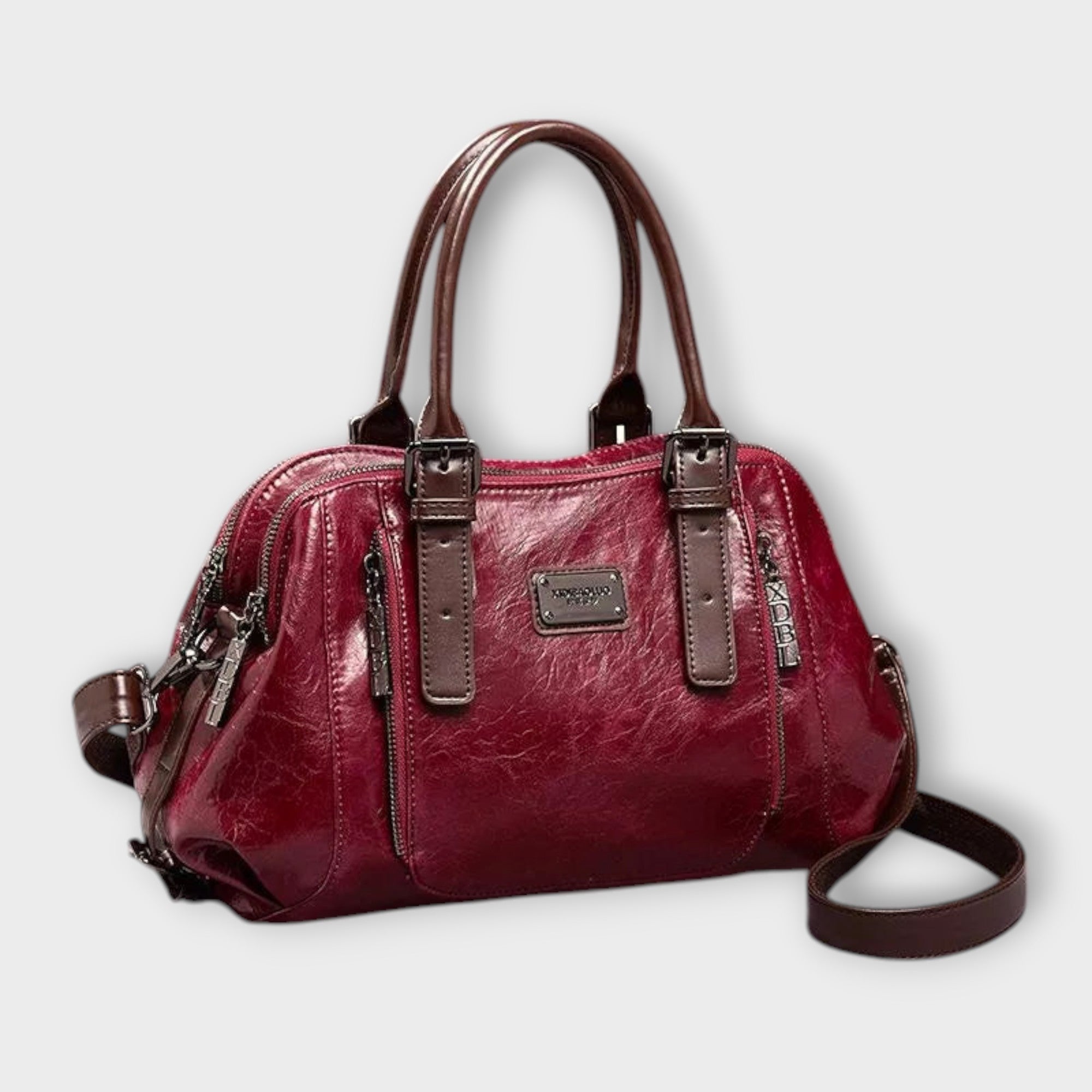 Damen Vintage Handtasche mit Schnallenverschluss und Innenfächern