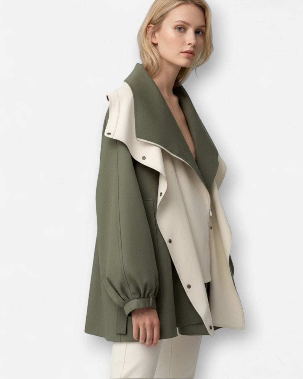 Regenjacke für Damen mit hohem mehrlagigem Kapuzenkragen