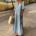 Editha | Leichtes Boho Maxi-Sommerkleid mit Langarm