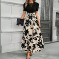 Aria | Damen Maxi-Kleid Puffärmel Blumendruck Bindegürtel
